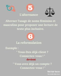 propositions 5 et 6 pour une écriture inclusive : l'alternance et la féminisation des noms